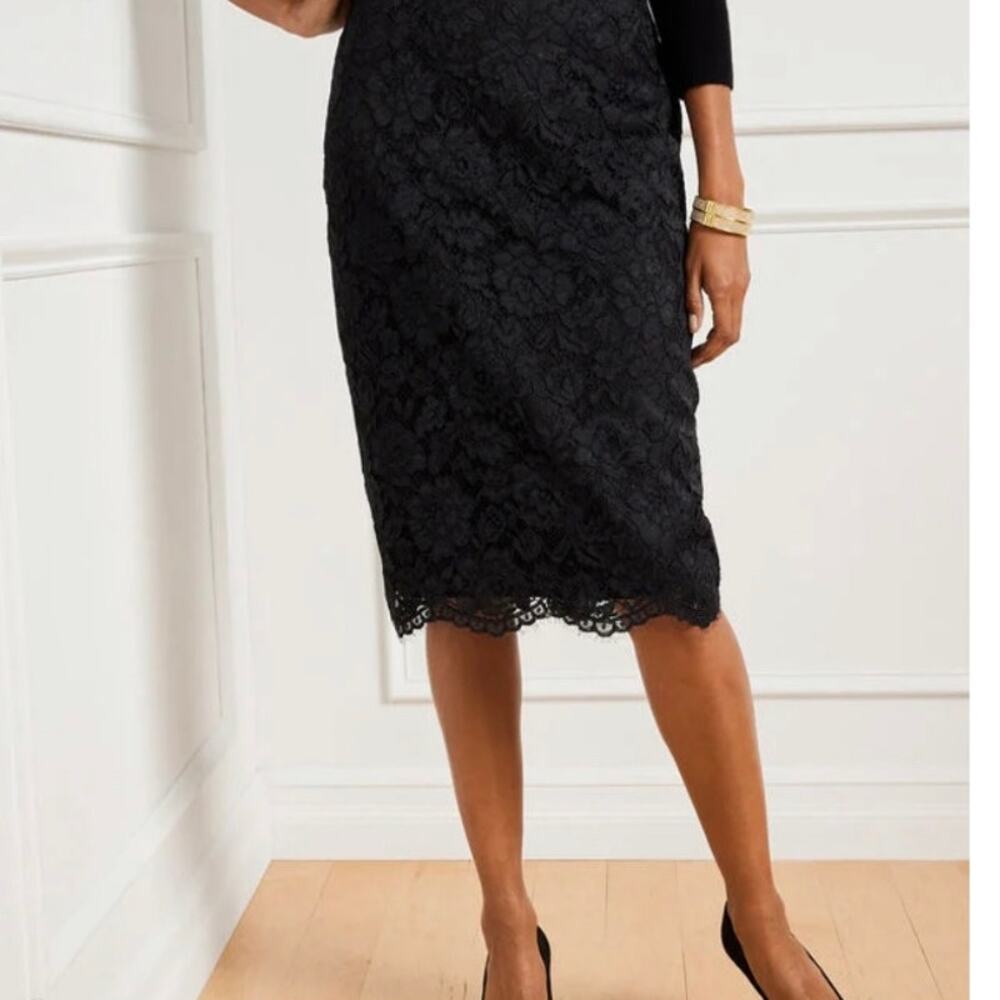 Talbots Lace Pencil Skirt Brown Sz2